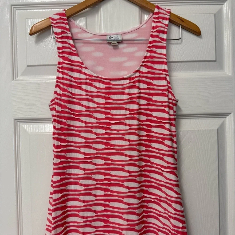 Beige by Eci Women’s Coral and White Textured Knit Lined Maxi Dress Size M - Picture 2 of 11